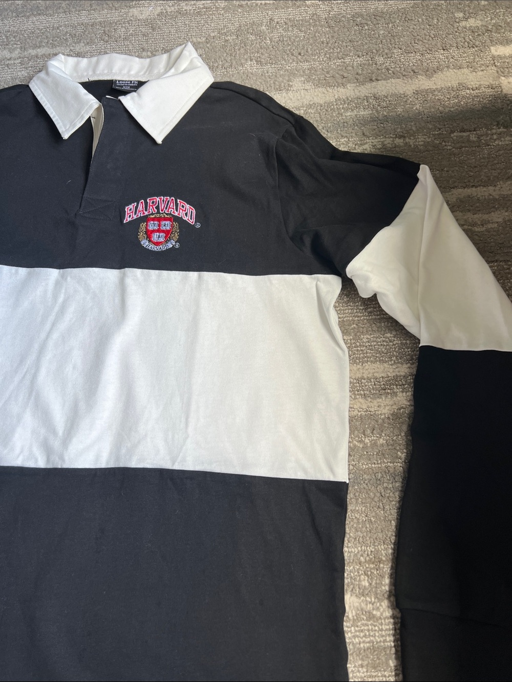 Black & White Harvard Rugby Polo Shirt